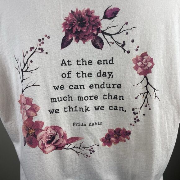 Frida Kahlo Women’s Pink L Retro Artsy Graphic Tee At The End Of The Day Quote - Picture 6 of 8